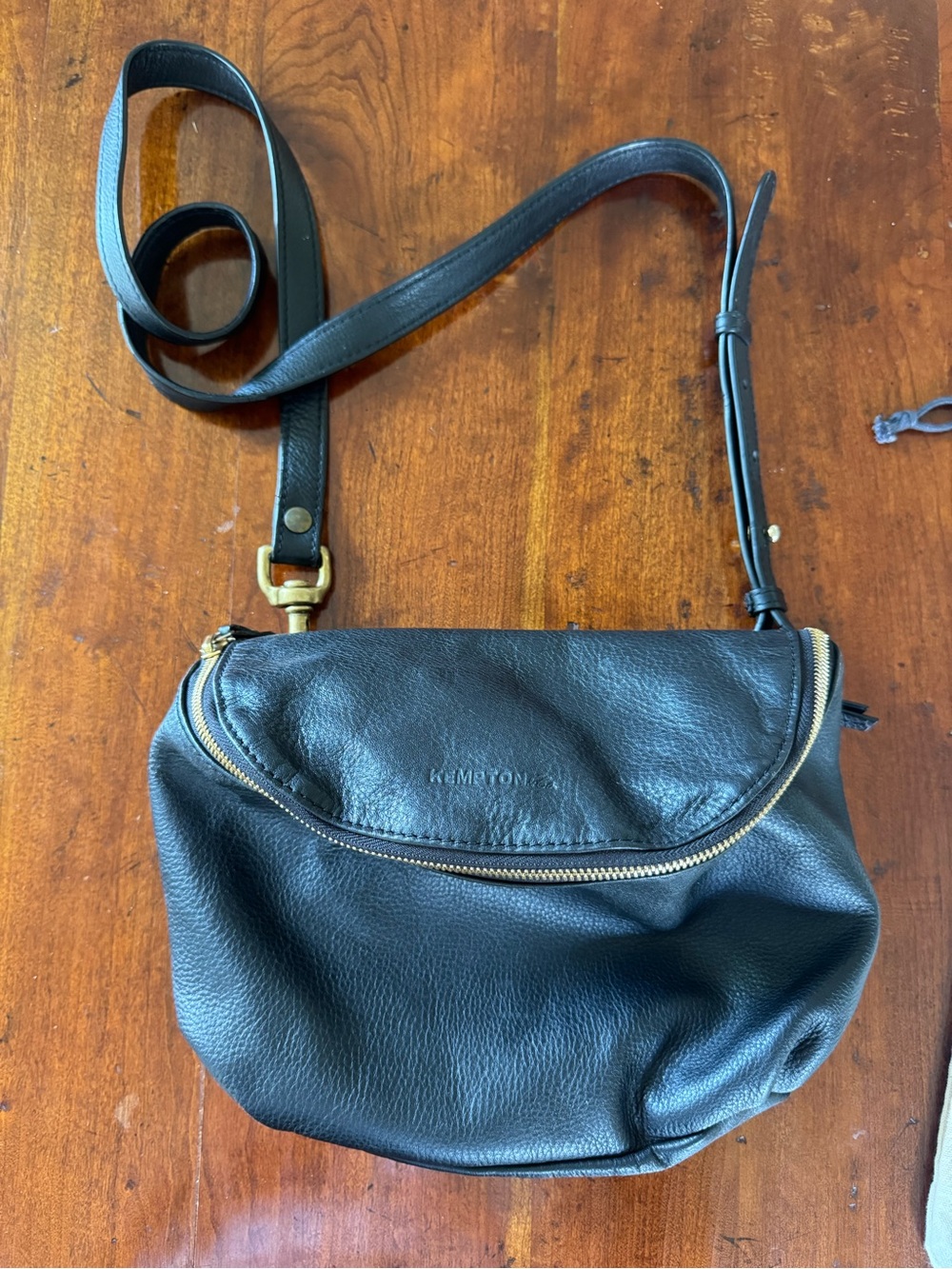 Kempton & Co. Mini Windbourne Black Leather Crossbody with Kenyan Toggle